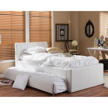 Baxton Studio Cosmo Twin Trundle Bed in White, , large