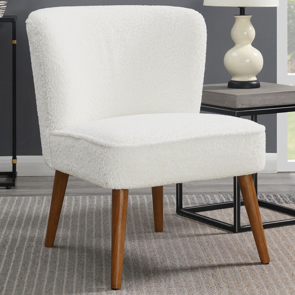Accentric Approach Armless Chair in White Faux Sheep Skin, , large