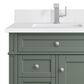 James Martin Vanities Brittany 30" Single Bathroom Vanity in Smokey Celadon with Single Hole 3 cm White Zeus Quartz Top and Rectangular Sink, , large