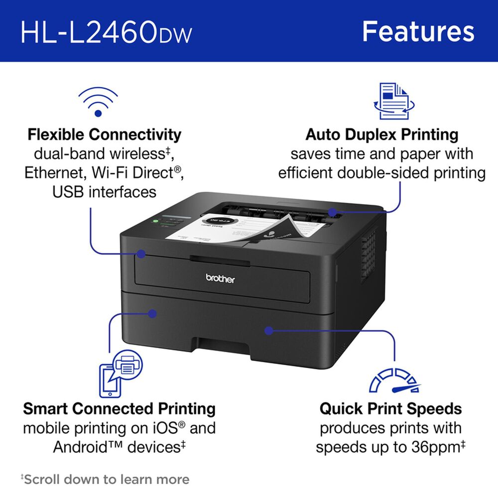 Brother Wireless Compact Monochrome Laser Printer in Black, , large