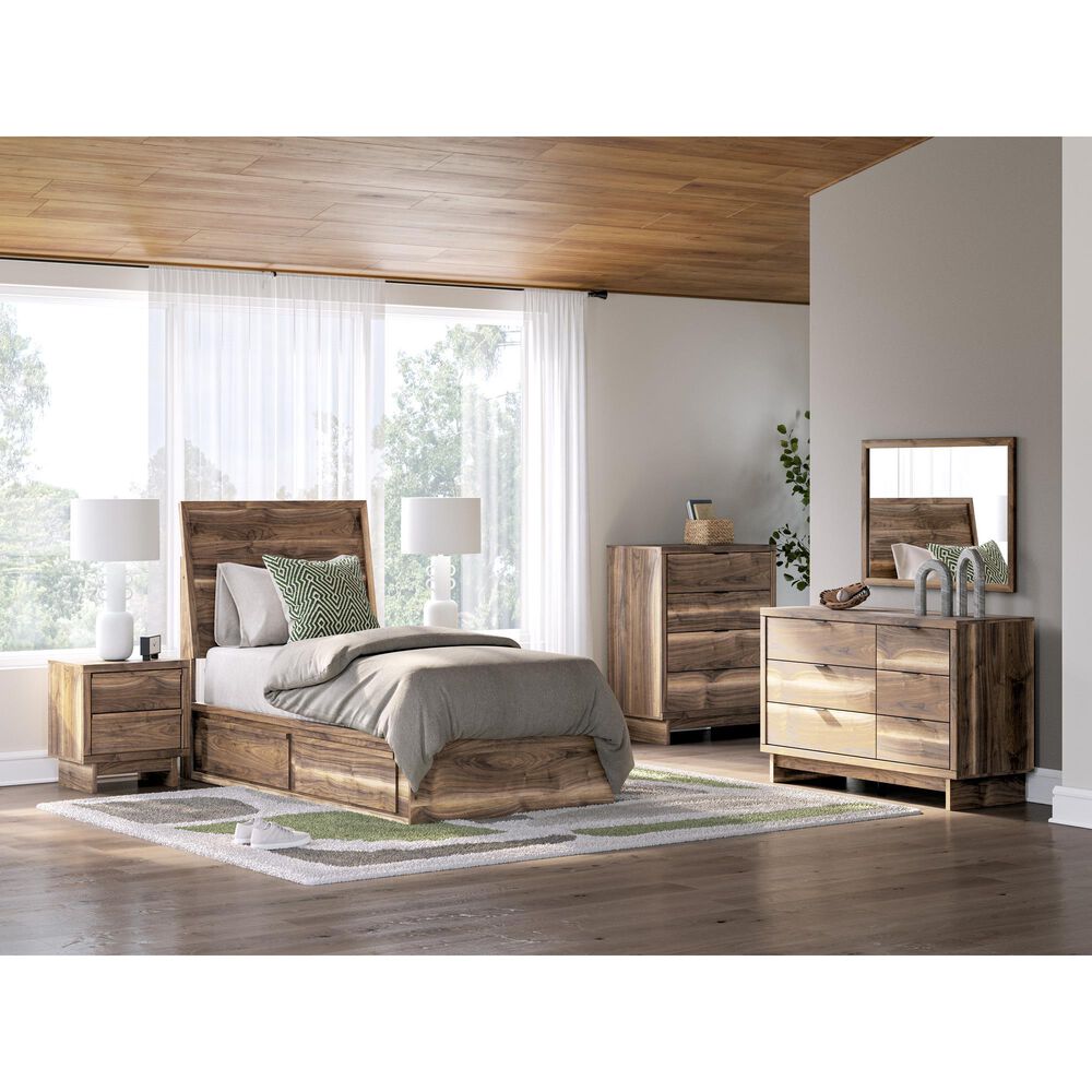 Ashley Chirason Twin Panel Bed with Storage in Brown, , large