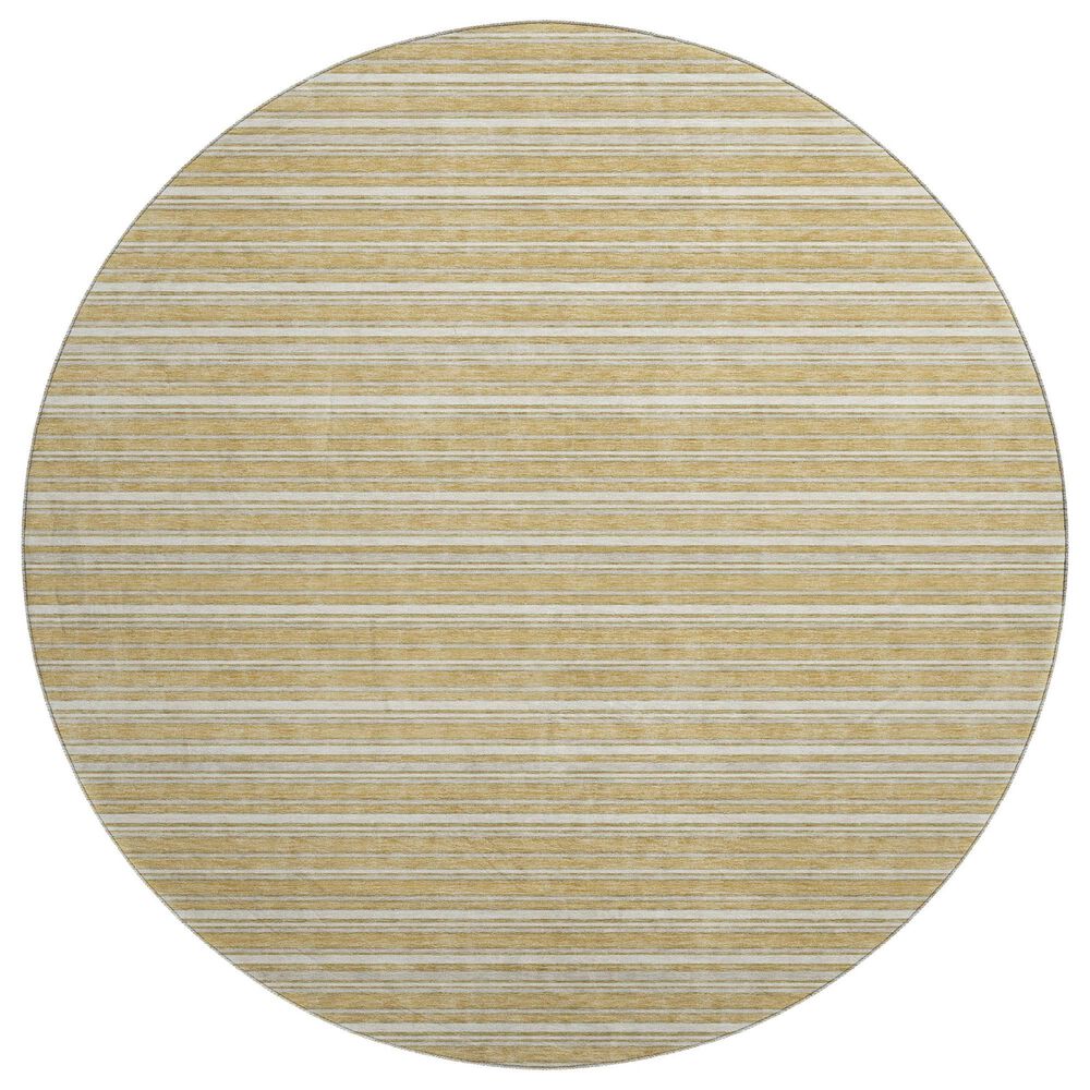 Dalyn Rug Company Soft Essentials Striped Gold 8" Round Indoor/Outdoor Area Rug, , large