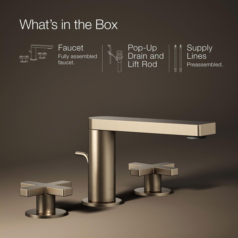 Kohler Composed Widespread Bathroom Sink Faucet with Cross handles in Vibrant Brushed Bronze, , large