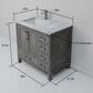 Lexora Home Jacques 36" Left Offset Single Bathroom Vanity in Distressed Grey with 2 cm White Carrara Marble Top and Rectangular Sink, , large