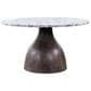 Home Trends & Design Soloman Pedestal Dining Table with Marble Top and Black Finish, , large