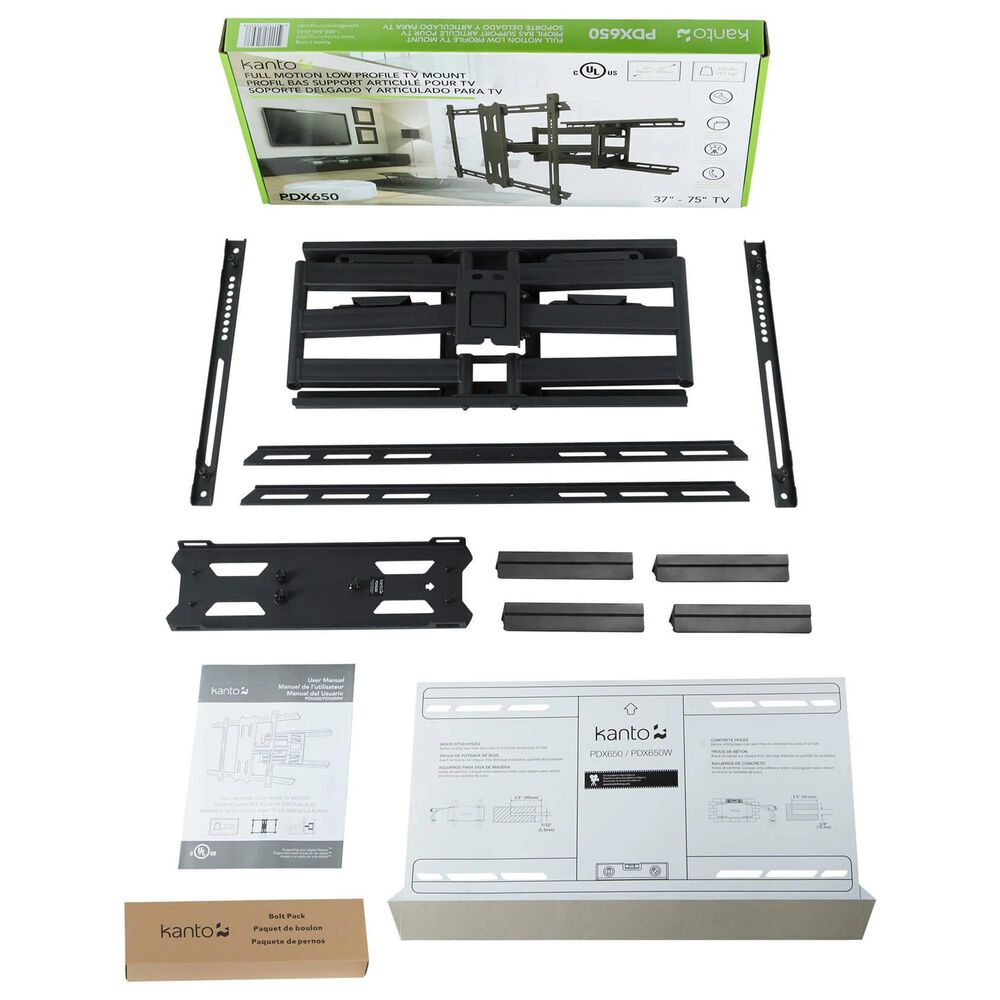 Kanto Full Motion Dual Stud TV Wall Mount for 40" - 90" TVs with 80 Degrees Swivel in Black, , large