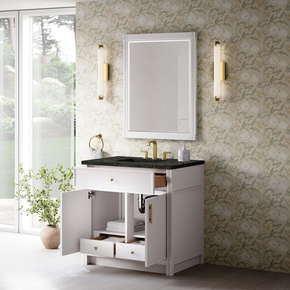 James Martin Bellshire 36" Single Bathroom Vanity in Bright White with 3 cm Phantome Eclos Top and Rectangular Sink, , large