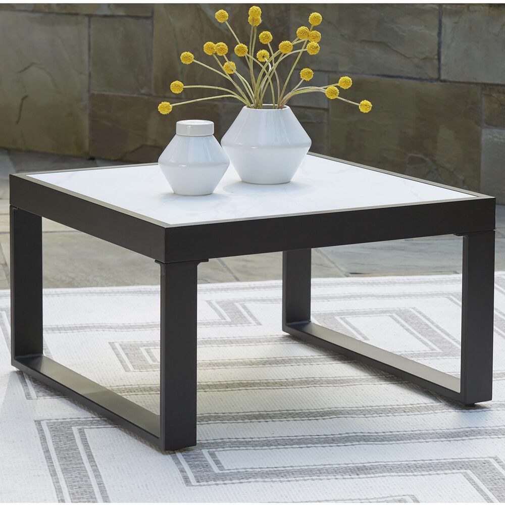 Ashley Beachloft Patio Square Coffee Table in Black and Gray - Table Only, , large