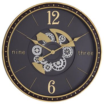 Yosemite Home Decor Matte Gear Wall Clock in Matte Grey, Silver and Gold, , large