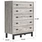 Ashley Vessalli 5-Drawer Chest in Light Gray and Matte Black, , large