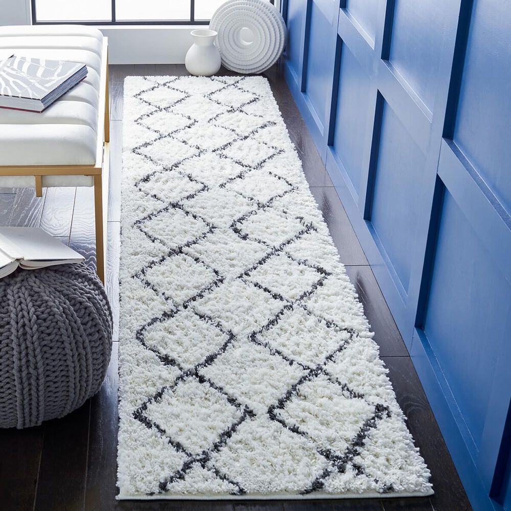 Safavieh August Shag AUG572A 2&#39;2&quot; x 9&#39; Ivory and Black Runner, , large