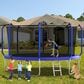 HOMLUX 14" Outdoor Trampoline with Basketball Hoop in Blue, , large