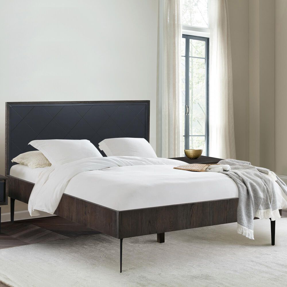 Blue River Cross Queen Platform Bed in Dark Gray, , large
