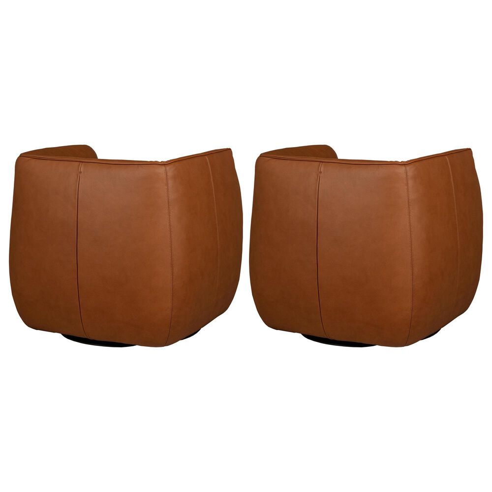 Natuzzi Editions Wally Swivel Chair in Pasadena Brandy (Set of 2), , large