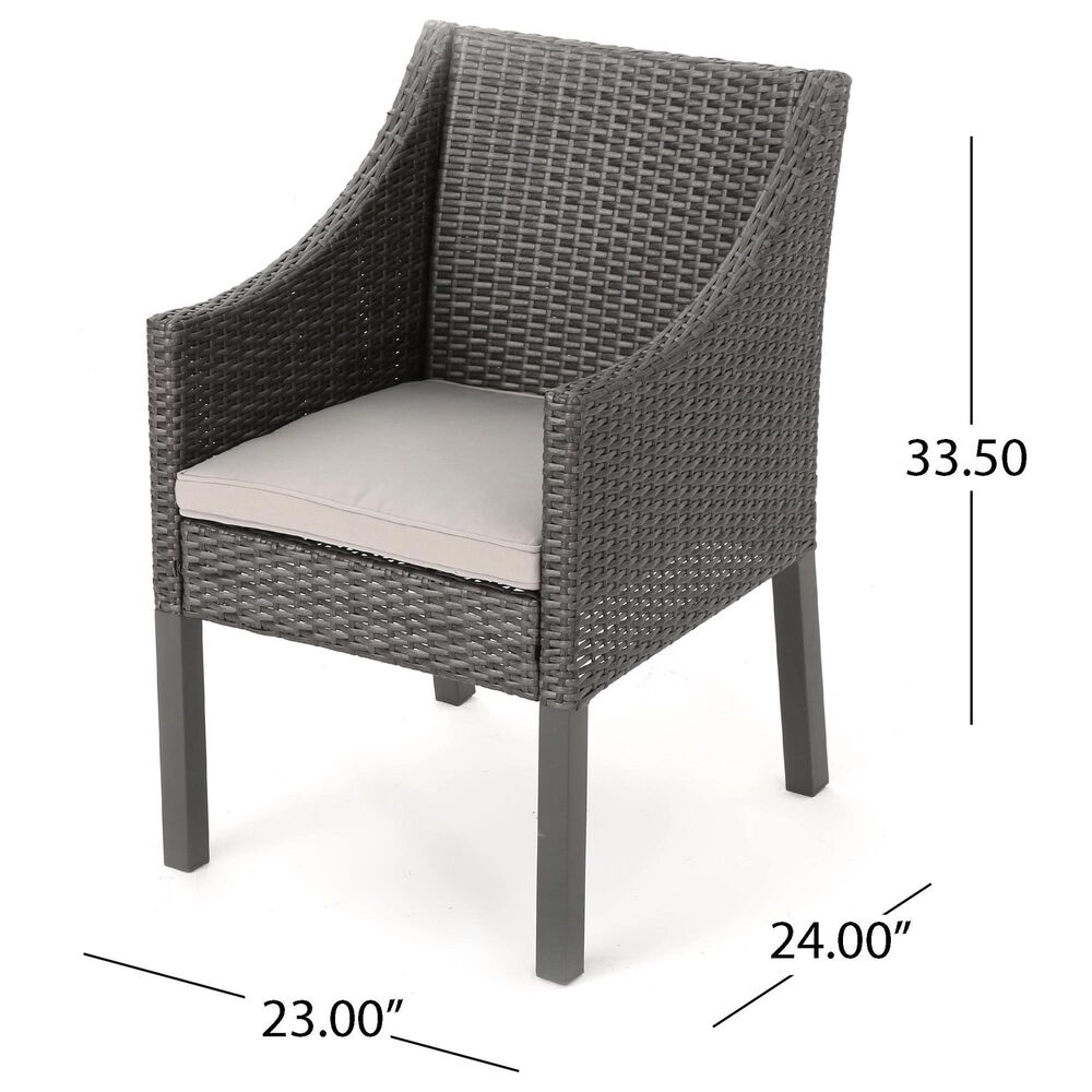 Hearth and Haven Antibes Outdoor Rattan Dining Chair in Grey and Silver &#40;Set of 2&#41;, , large