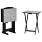 Linon Home Decor Talia Folding TV Tray Table Set with Stand in Black and White (Set of 4), , large