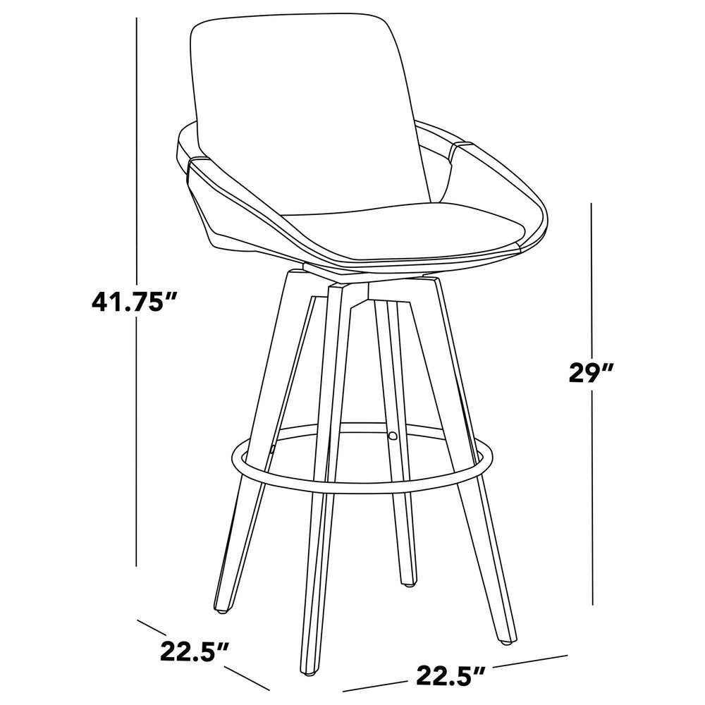LumiSource Cosmo 30" Swivel Barstool with Grey Upholstery in Black (Set of 2), , large