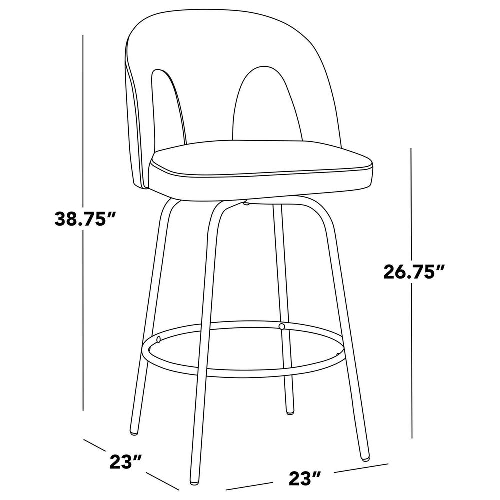 LumiSource Ava Swivel Counter Stool with Yellow Fabric Upholstery in Gold (Set of 2), , large