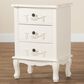 Baxton Studio Callen 3-Drawer End Table in White, , large