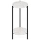 HOMLUX 2-Tier Modern Tall Round Side End Table with Sturdy Metal Leg in Marble White and Black, , large