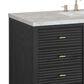James Martin Vanities Myrrin 48" Single Bathroom Vanity in Carbon Oak with 3 cm Eternal Jasmine Pearl Silestone Top, Rectangular Sink and FreePower Wireless Charger, , large