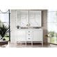 James Martin Vanities Addison 60" Double Bathroom Vanity in Glossy White with 3 cm Ethereal Noctis Quartz Top and Rectangular Sinks, , large
