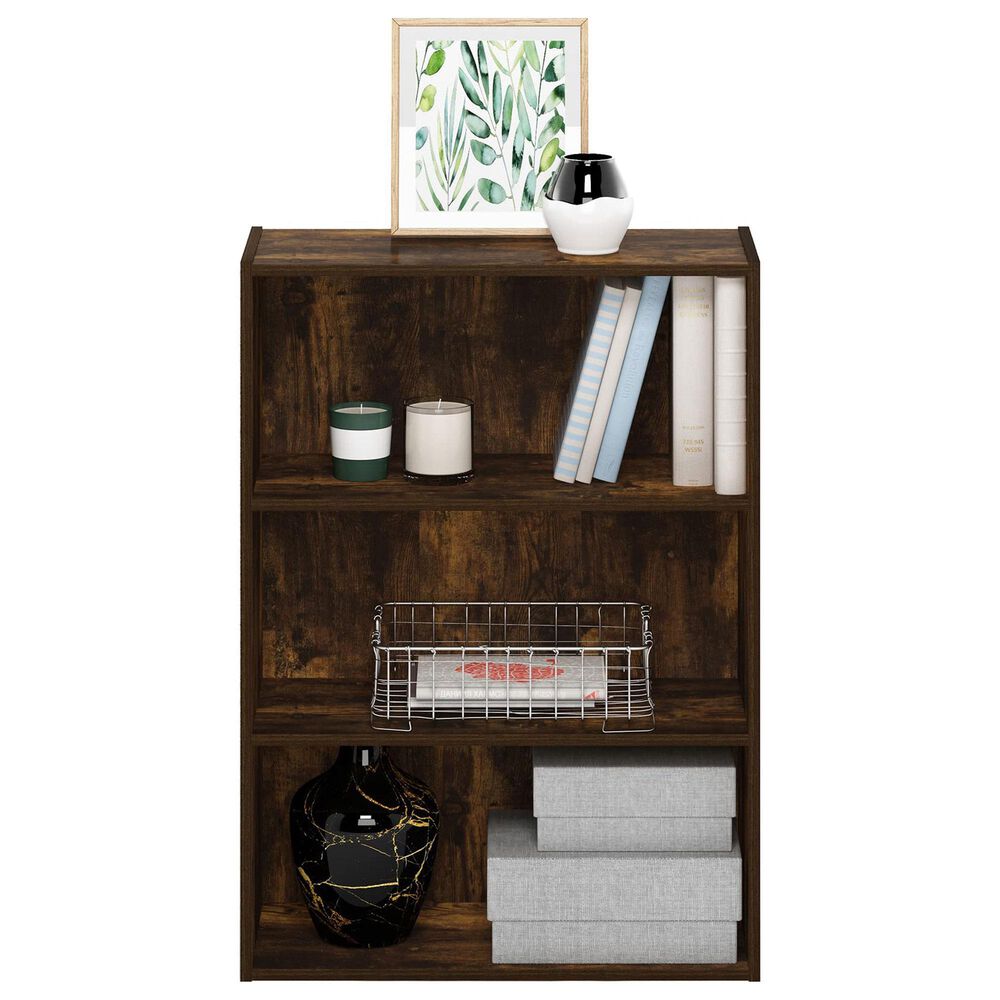 HOMLUX 3-Tier Open Shelf Bookcase in Amber Pine, , large