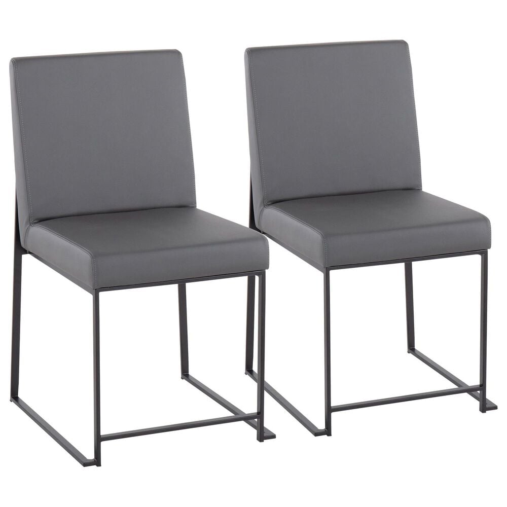 LumiSource Fuji Side Chair with Grey Cushion in Black (Set of 2), , large
