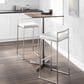 Lumisource Fuji Stackable Barstool with White Faux Leather in Brushed Stainless Steel (Set of 2), , large