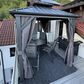 HOMLUX 8" x 10" Outdoor Hardtop Gazebo with Galvanized Steel Roof, Netting, and Curtains Gray, , large