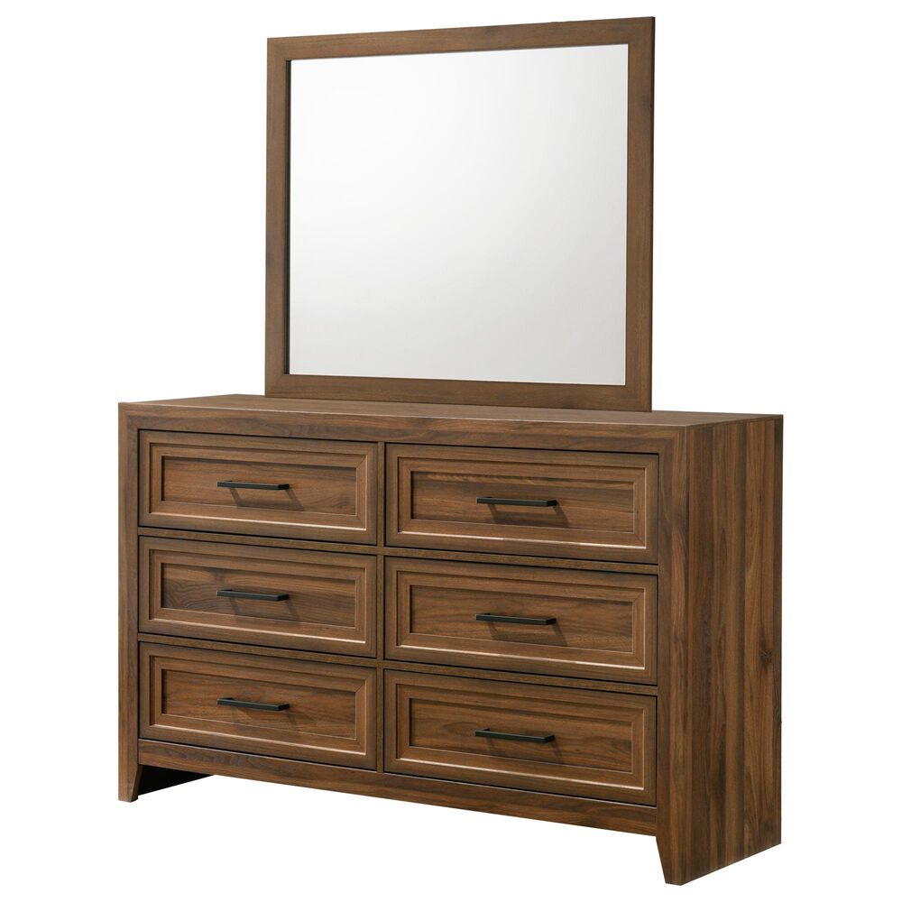Crown Mark Lorraine 6 Drawer Dresser and Mirror in Brown, , large