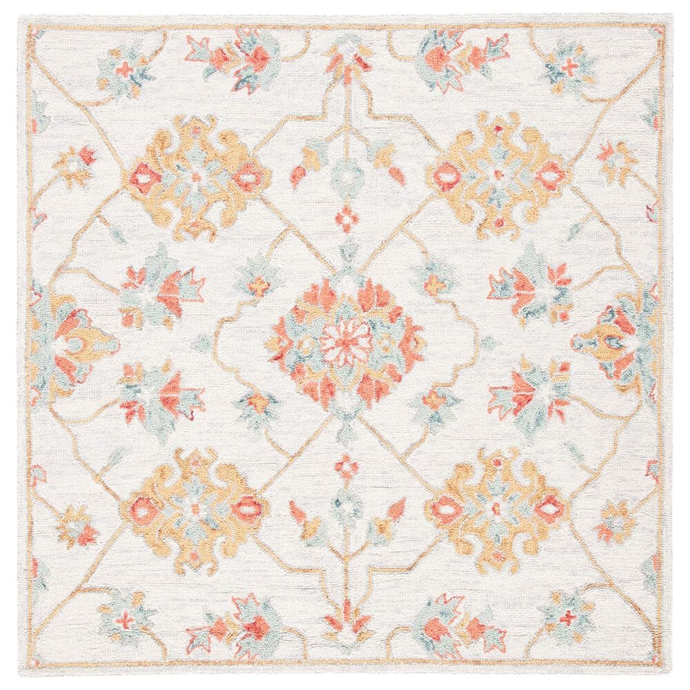 Safavieh Micro-Loop 5" Square Silver and Red Area Rug, , large