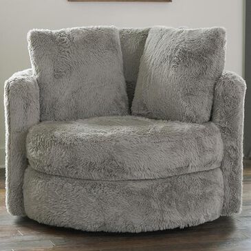 Albany Furniture Fur Swivel Pod Chair in Yakety Yak Dove, , large