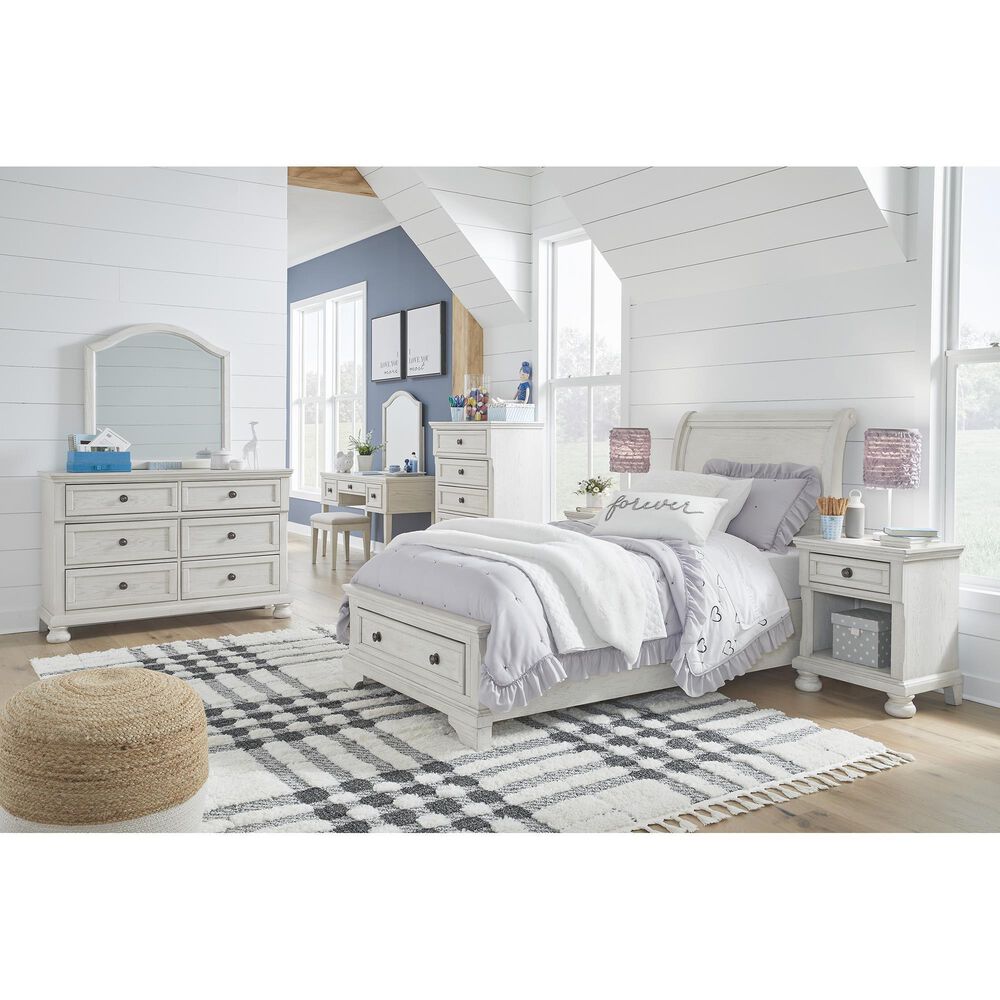 Ashley Robbinsdale 4-Piece Twin Storage Bedroom Set in Antique White, , large