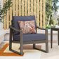 Hearth and Haven Samwell Outdoor Club Chair with Blue Cushion in Dark Grey, , large