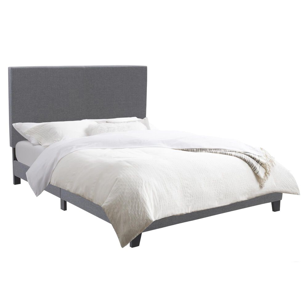 CorLiving Twin Upholstered Platform Bed in Gray, , large