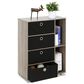 HOMLUX Multipurpose Storage Bookshelf Cabinet with 4 Bin Drawers in French Oak and Black, , large
