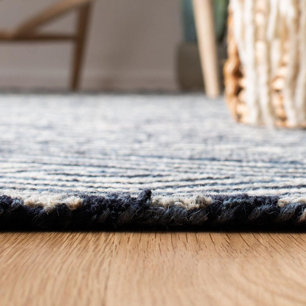 Safavieh Micro-Loop 5&#39; Square Dark Blue and Ivory Area Rug, , large