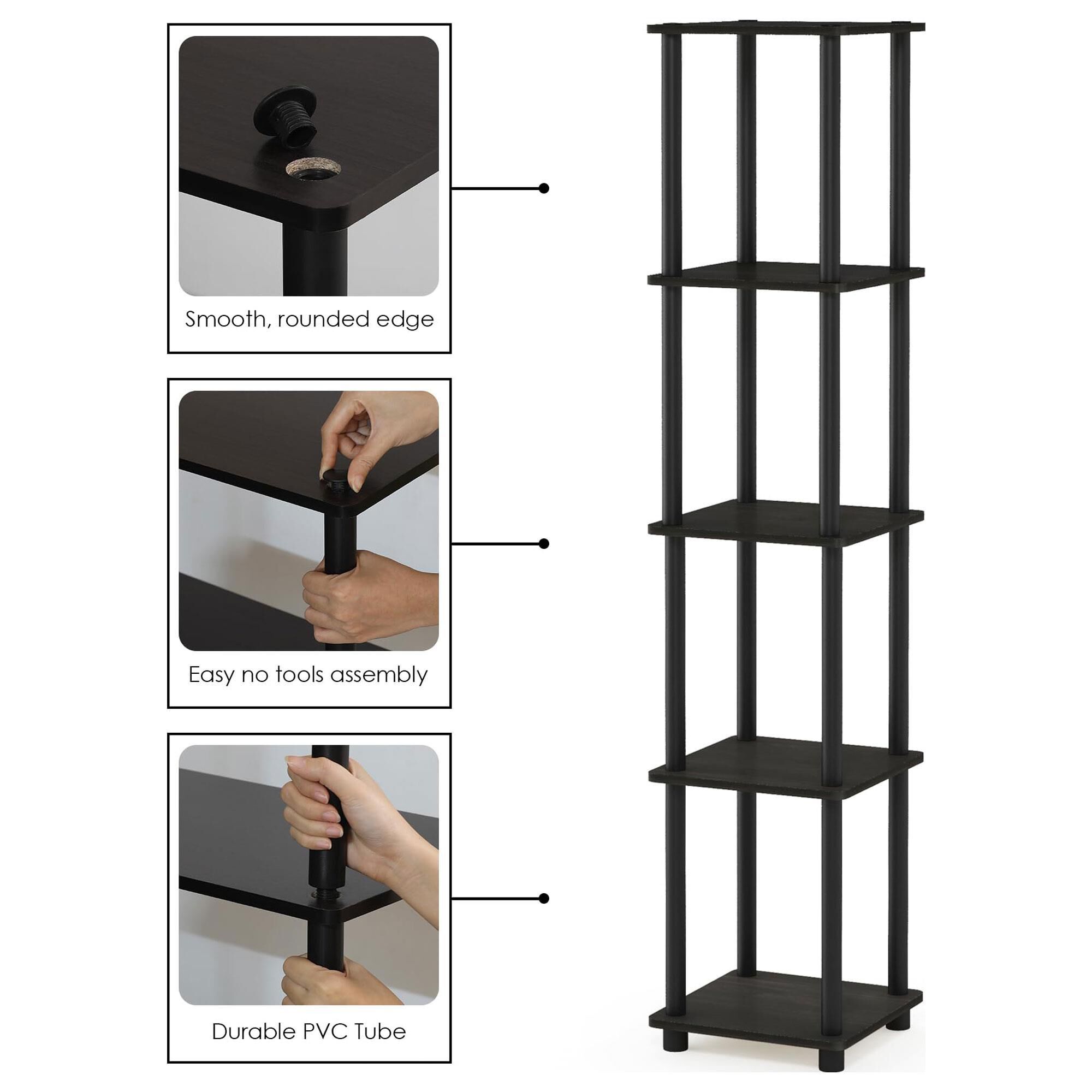 HOMLUX Turn-N-Tube 5-Tier Corner Square Display Bookshelf in
