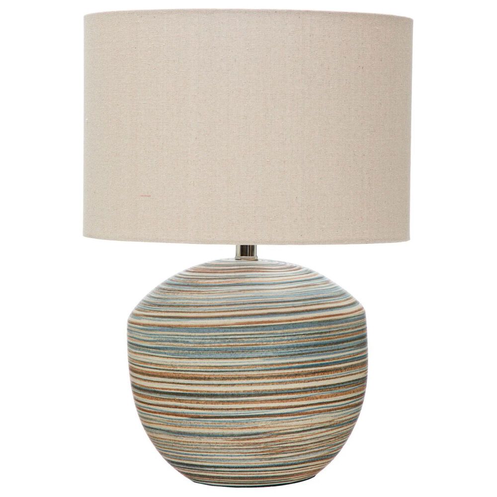 Teak Interiors Await Stoneware Table Lamp in Sand, , large