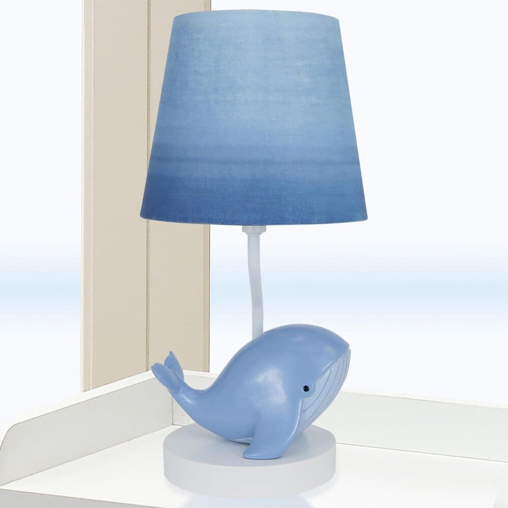 Lambs &amp; Ivy Bubbles and Squirt Hand Painted Whale Lamp in Blue, , large