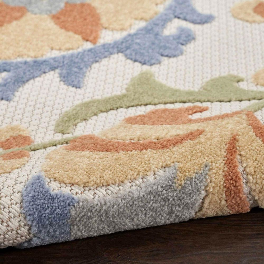 Nourison Aloha ALH17 2&#39; x 6&#39; Ivory and Blue Indoor/Outdoor Runner, , large