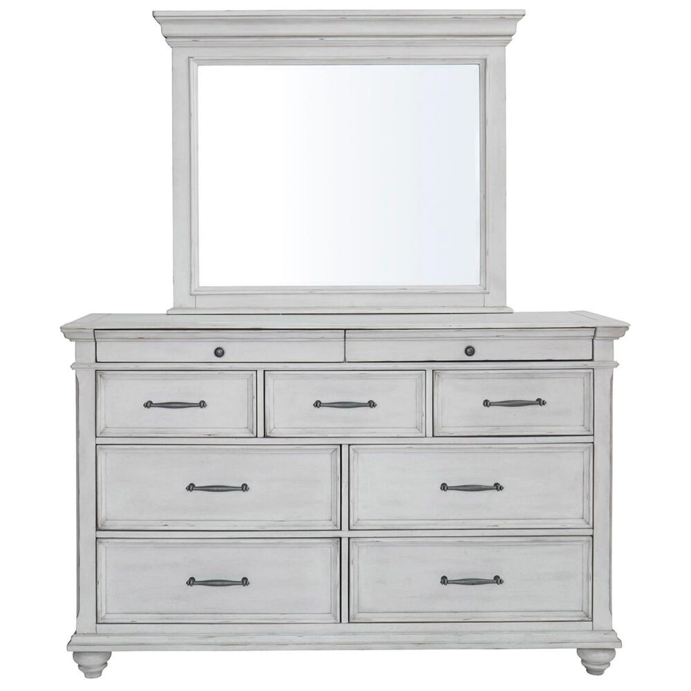 Ashley Kanwyn 4 Piece King Bedroom Set in Distressed Whitewash, , large
