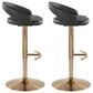 LumiSource Grotto Adjustable Bar Stool with Black Faux Leather Upholstery in Gold (Set of 2), , large