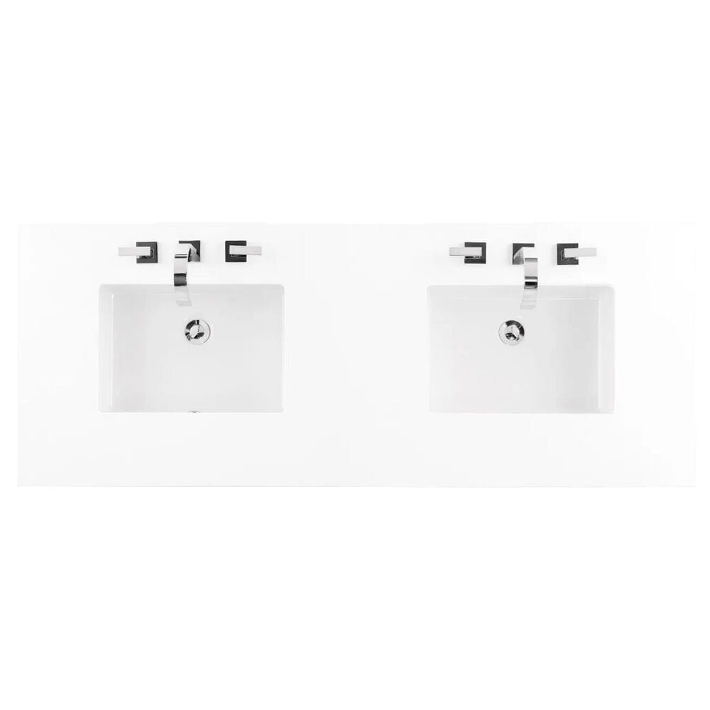 James Martin Vanities Hudson 60&quot; Double Bathroom Vanity in Light Natural Oak with 3 cm White Zeus Quartz Top and Rectangular Sinks, , large