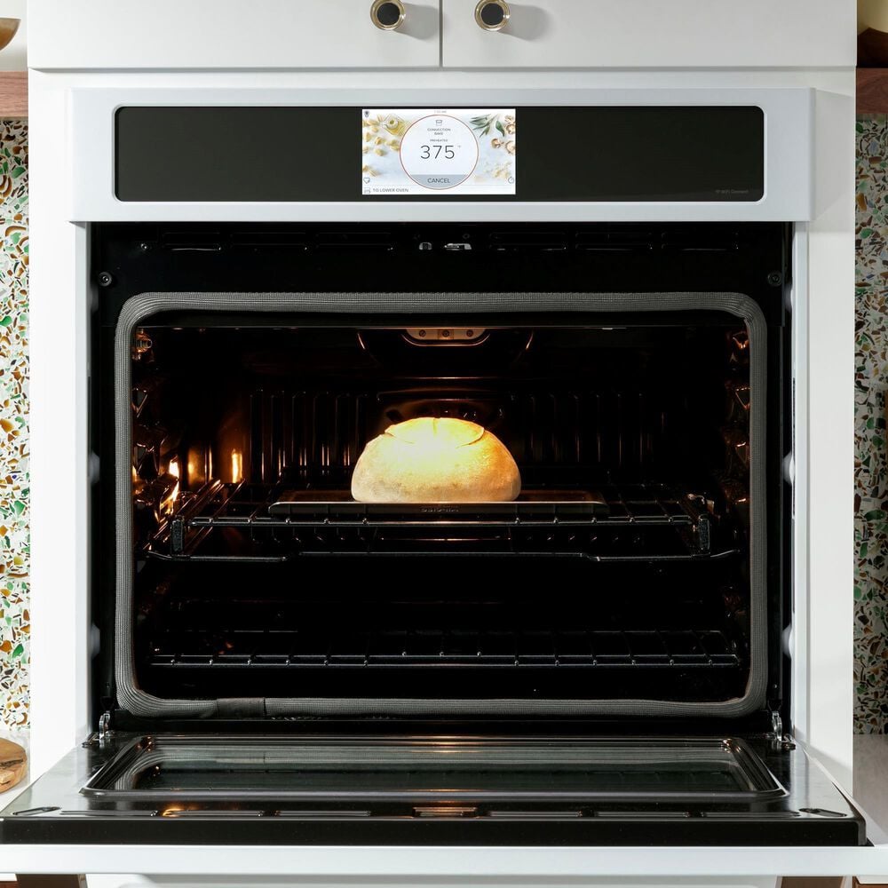 Cafe 30&#39;&#39; Built-In Convection Single Wall Oven with Brushed Bronze Handle in Matte White, , large