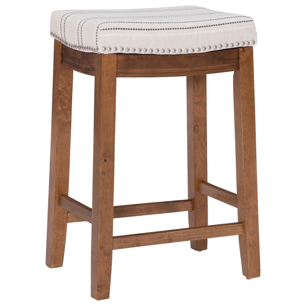 Linon Home Decor Claridge Counter Stool with Natural Cushion in Rich Brown, , large
