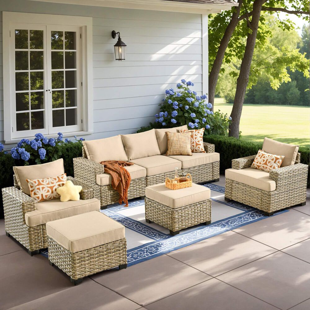 HOMLUX 7-Piece Modular Patio  Conversation  in Beige, , large