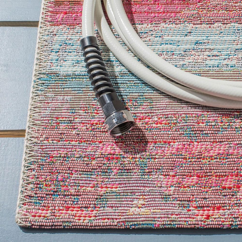 Safavieh Barbados 6&#39;6&quot; x 9&#39;4&quot; Light Blue and Pink Indoor/Outdoor Area Rug, , large