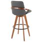 Lumisource Cosmo Swivel Barstool with Dark Gray Cushion in Walnut and Black, , large
